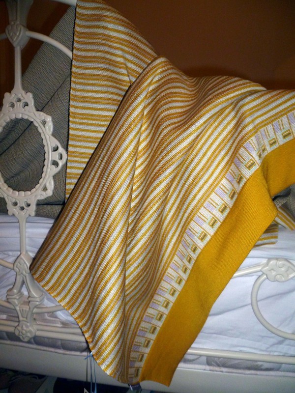 Large gold stripe throw