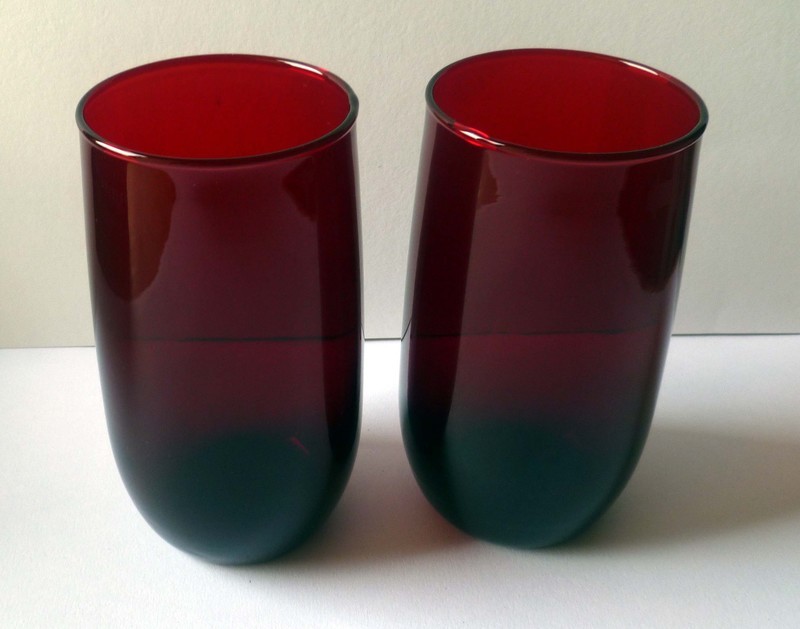 Vintage Anchor Hocking Royal Ruby Red Flat Water Glass Tumblers