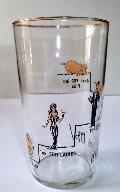 Vintage &#39;Hazel Atlas&#39; glass 4oz drink measures circa 1950&#39;s