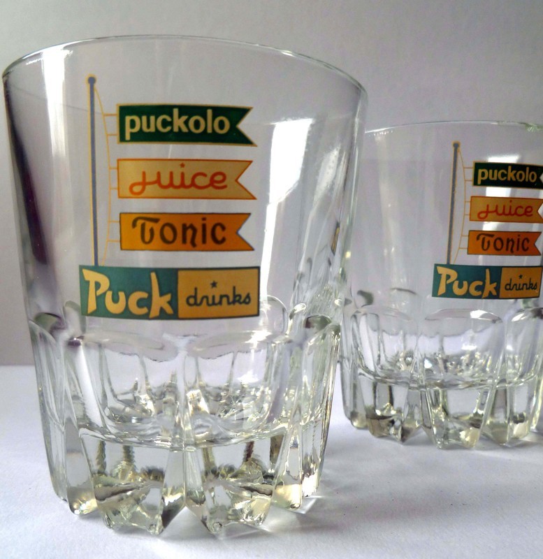Vintage &#39;Puck&#39; glasses set of two