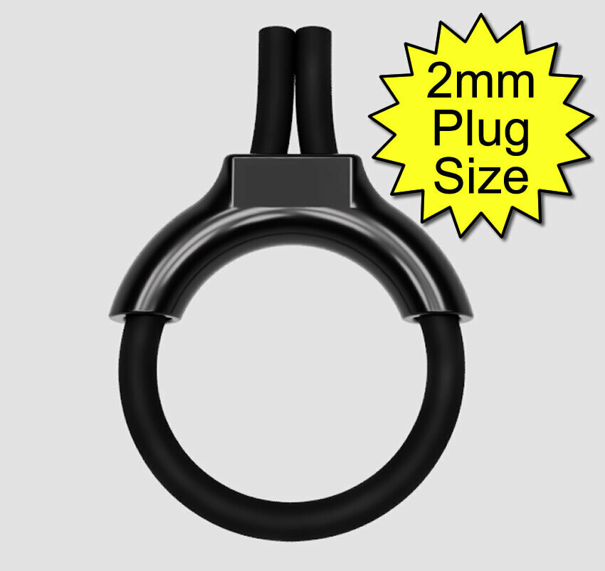 Estim Penis Play Conductive 6mm Rubber Cock Loop & Insulator 2mm Plug Black