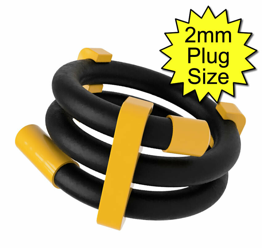 XL Estim Adjustable Penis Play Conductive 6mm Rubber Cock Loop 2mm Plug