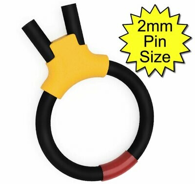 Estim Bipolar Penis Play Conductive 6mm Rubber Cock Loop 2mm Plug, Yellow