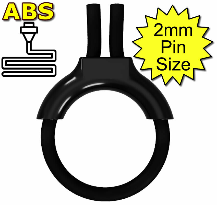 ABS Estim Penis Play Conductive 6mm Rubber Cock Loop & Insulator 2mm Plug Black