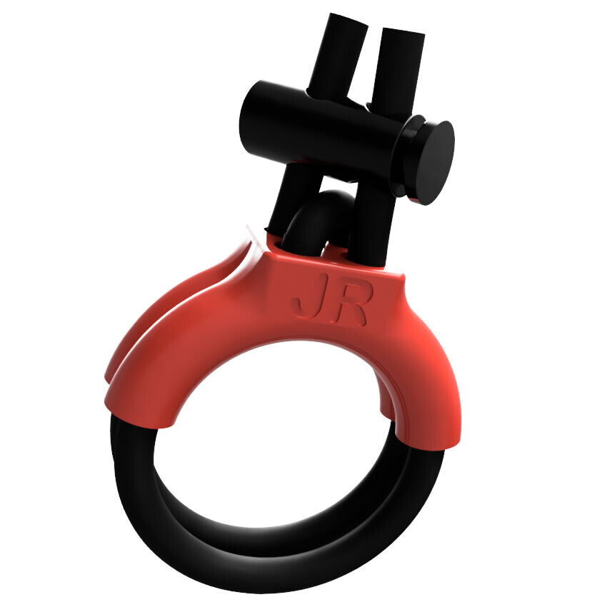 ABS Estim Penis Play Double Conductive 6mm Rubber Cock Loop &amp; Insulator Red