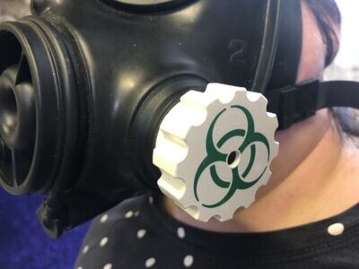 Gas Mask Air Restrictor NATO 40mm Thread Bio-Hazard Design-White/Green