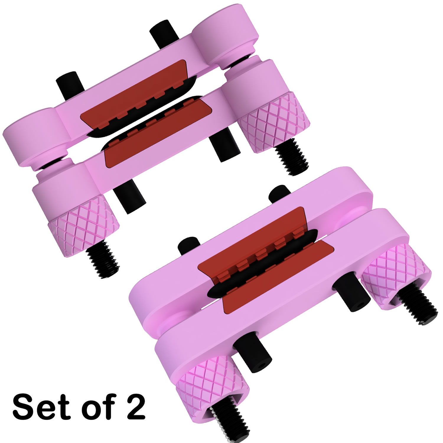 V2 Bipolar 6mm Conductive Rubber Nipple Clamp Electrodes 2mm Plug Pink