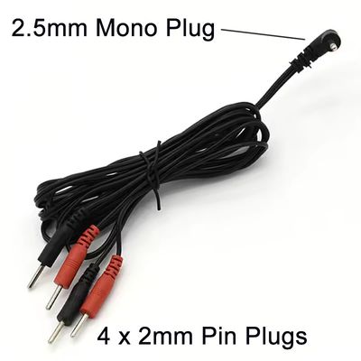 2.5mm Right Angled Plug To Four 2mm Pin Splitter Cable Black