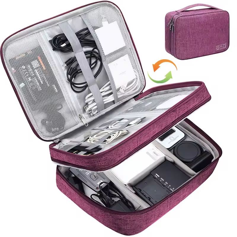 Two Layer Storage Bag 27x9x19cm Purple