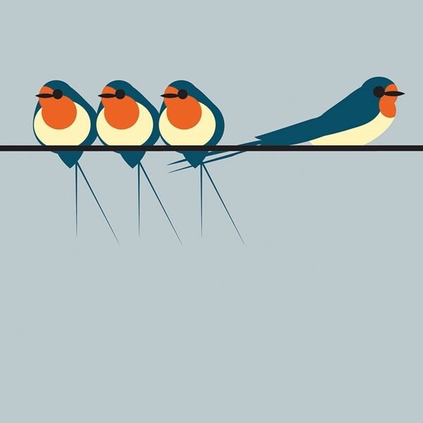 The Art File - Swallows on a Line Card - i like birds