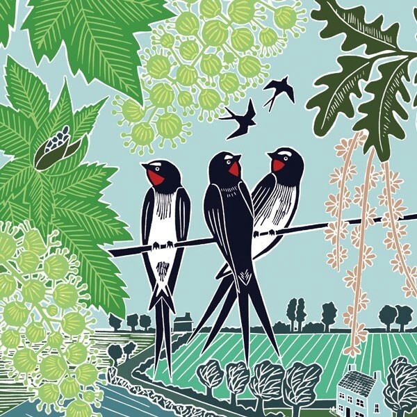 The Art File - Swallows on a Line Card - Kate Heiss