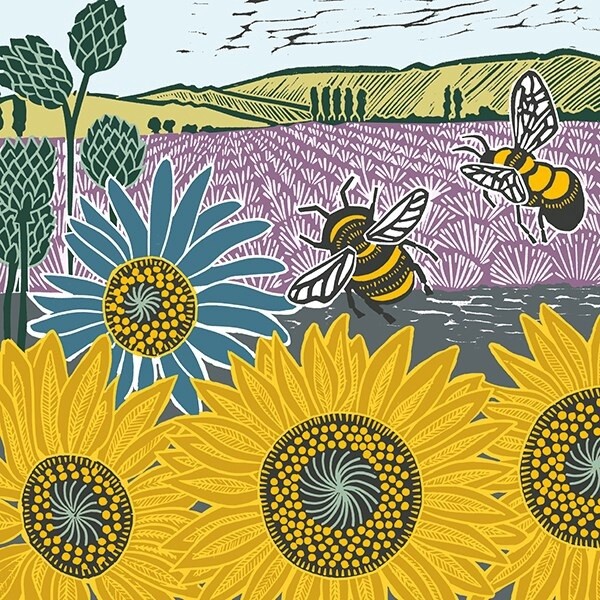 The Art File - Sunflowers &amp; Bees Card - Kate Heiss