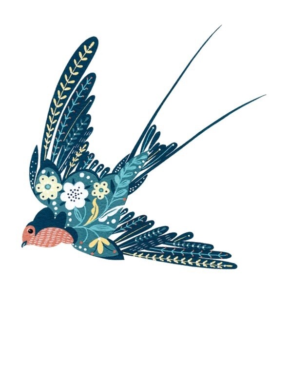 The Art File - Blue Swallow Card - Pollen