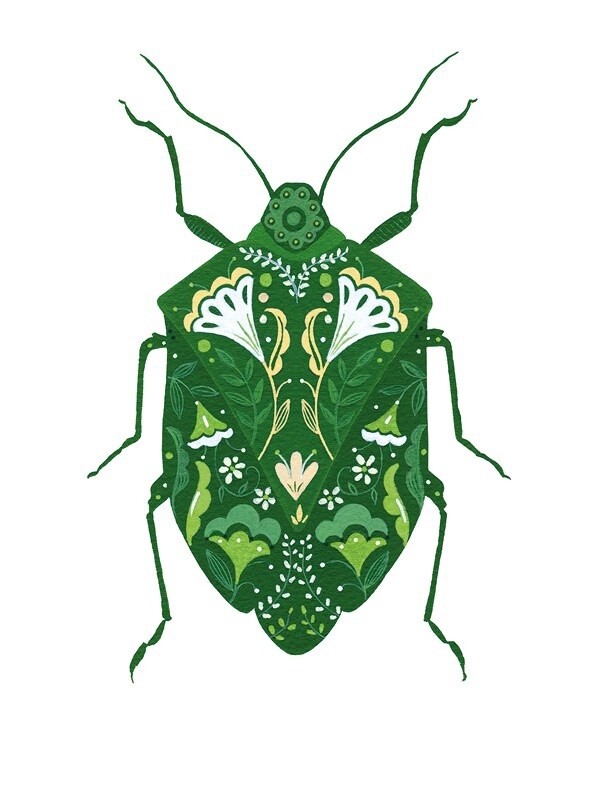 The Art File - Green Beetle Card - Pollen