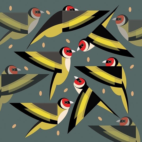 The Art File - Goldfinches Card - i like birds