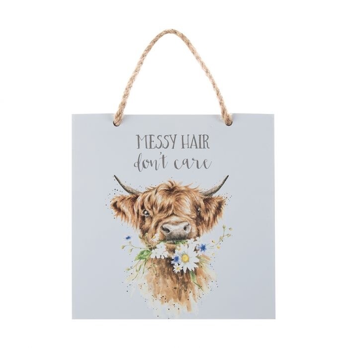 Wrendale Designs - &#39;Messy Hair Don&#39;t Care&#39; Wooden Plaque
