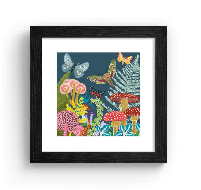 Tall Boy Prints - Mushrooms Print - Oak Frame