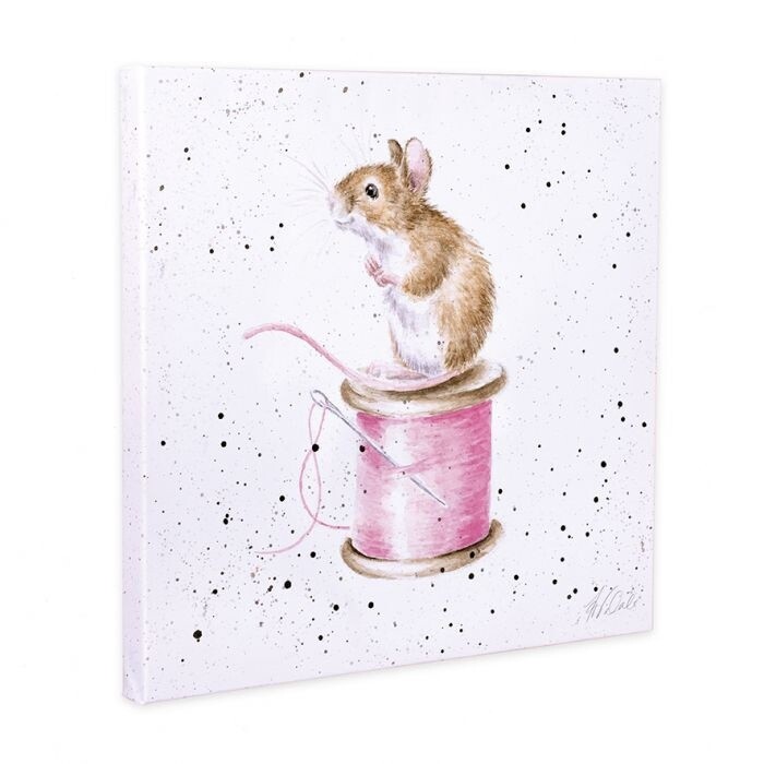 Wrendale - 'Sew It Begins' Mouse Canvas (20cm Square)
