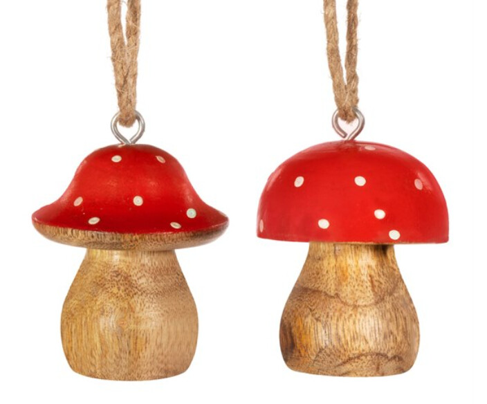 Sass &amp; Belle - Red &amp; White Wooden Mushroom Hanging