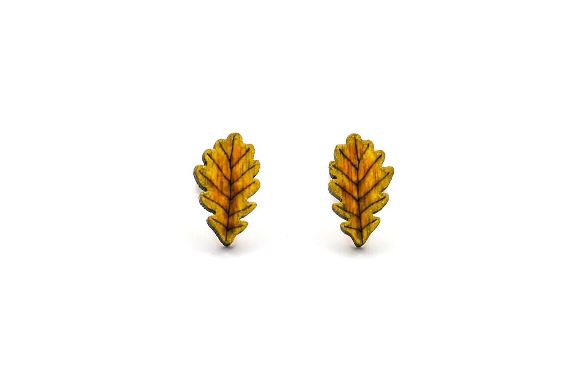 Bearded Moon - Oak Leaves - Stud Earrings (Green)