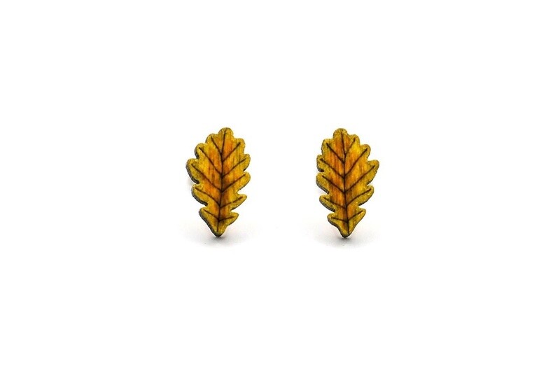 Bearded Moon - Oak Leaves - Stud Earrings (Green)