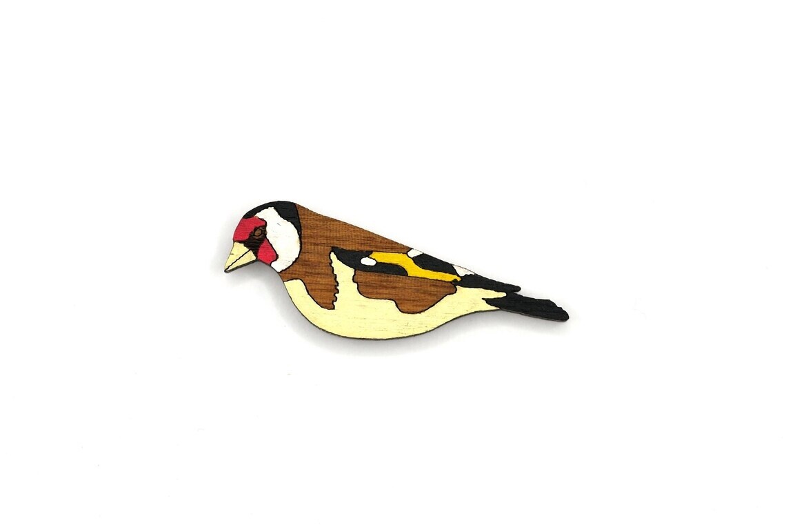 Bearded Moon - Goldfinches - Brooch (Medium)