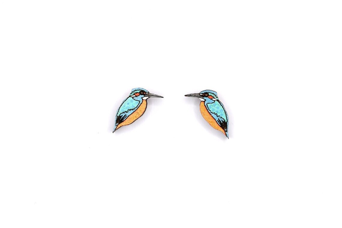 Bearded Moon - Kingfisher - Stud Earrings