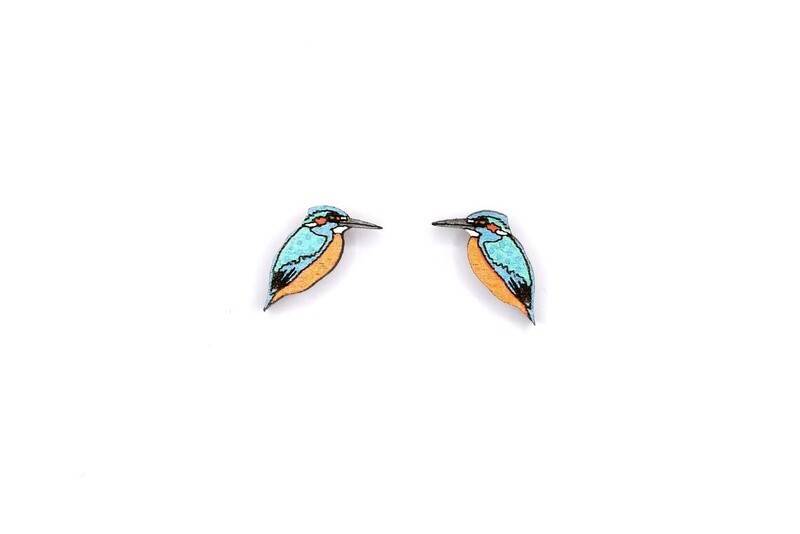 Bearded Moon - Kingfisher - Stud Earrings