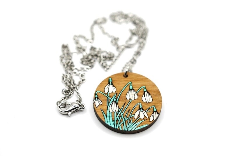 Bearded Moon - Snowdrops - Necklace (Walnut)