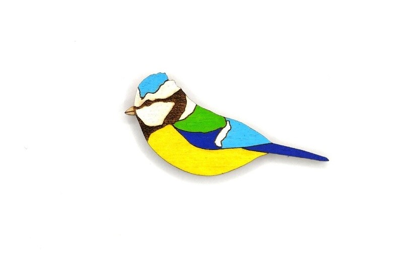 Bearded Moon - Blue Tits - Brooch