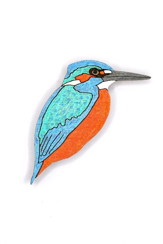 Bearded Moon - Kingfisher - Brooch