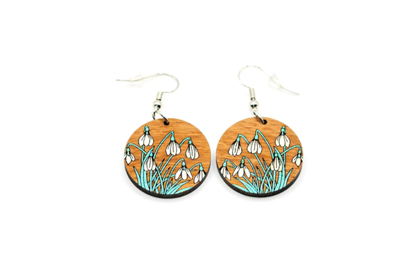 Bearded Moon - Snowdrops - Earrings (Walnut)
