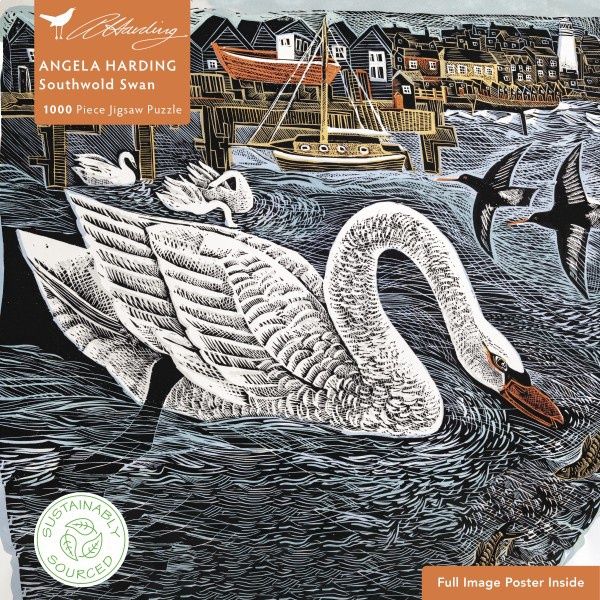 Flame Tree Publishing - Adult Sustainable Jigsaw Puzzle Angela Harding: Southwold Swan