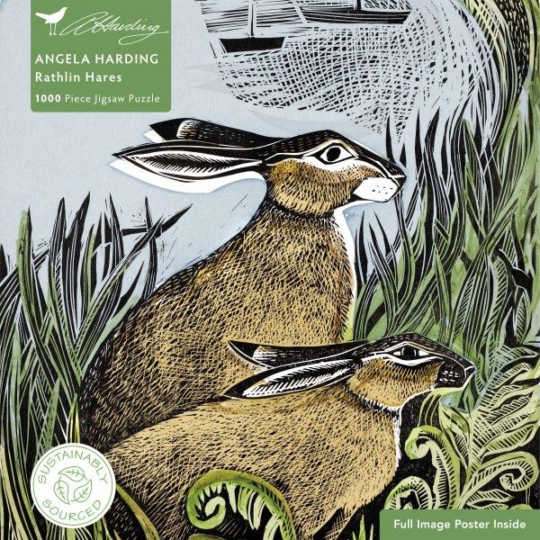 Flame Tree Publishing - Adult Sustainable Jigsaw Puzzle Angela Harding: Rathlin Hares