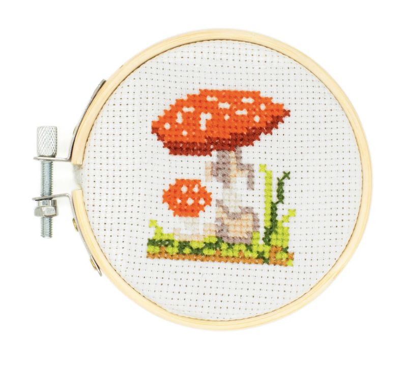 Kikkerland - Mini Cross Stitch Embroidery Kit - Mushroom