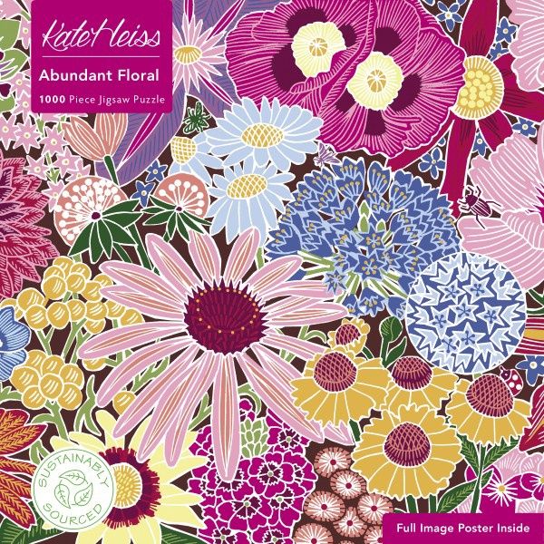 Flame Tree Publishing - Adult Sustainable Jigsaw Puzzle Kate Heiss: Abundant Floral