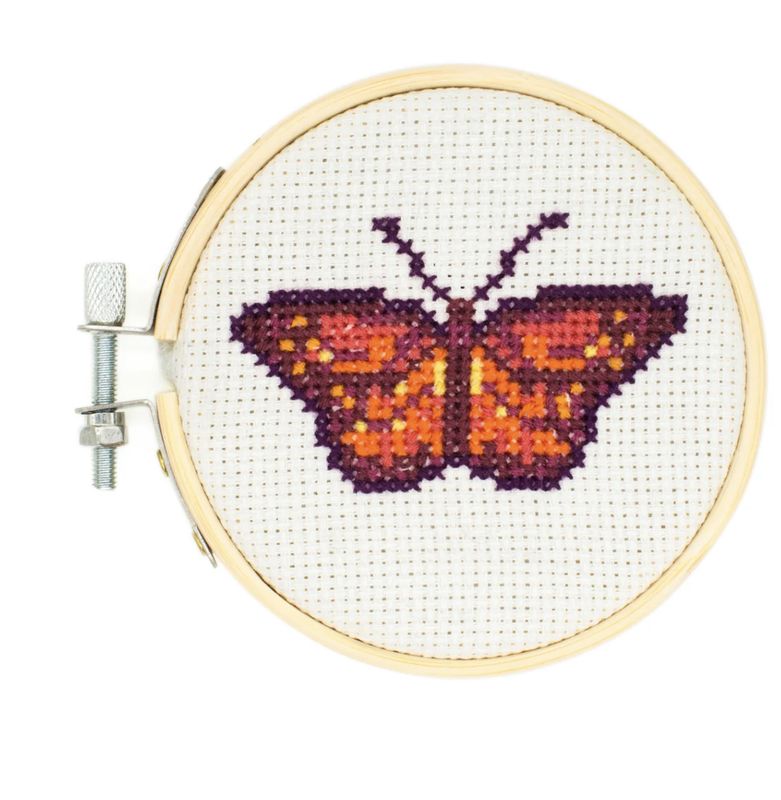 Kikkerland - Mini Cross Stitch Embroidery Kit - Butterfly