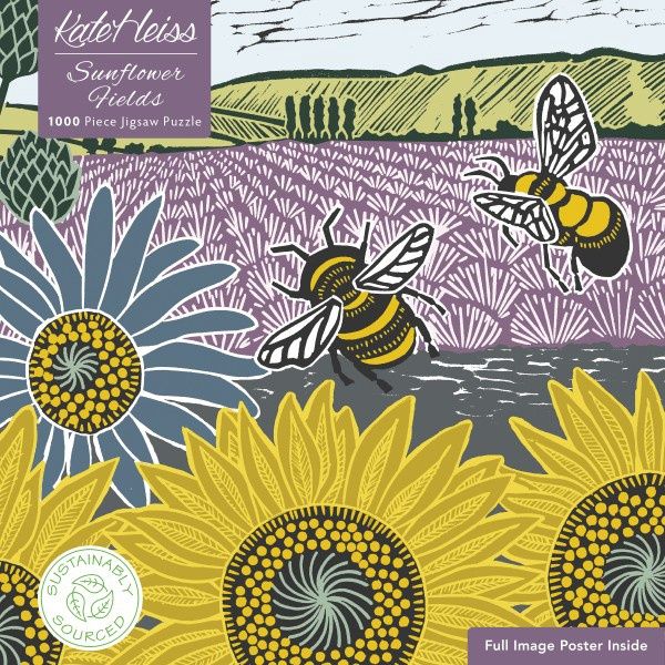 Flame Tree Publishing - Adult Sustainable Jigsaw Puzzle Kate Heiss: Sunflower Fields