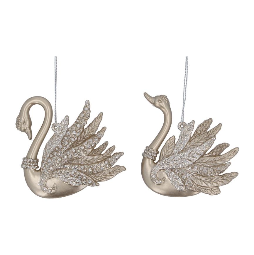 Gisela Graham - Acrylic Dec 10cm - Gold Swan (Assorted)