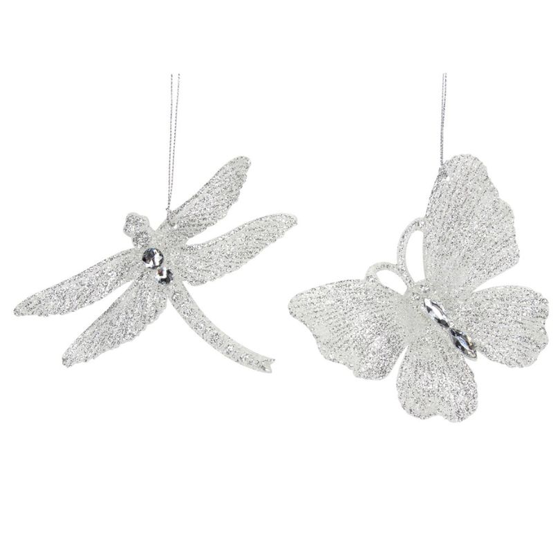 Gisela Graham - Acrylic Dec 9.5cm - Clear/Silver Dragonfly/Butterfly (Assorted)