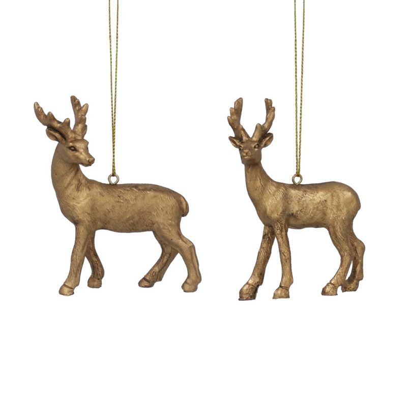 Gisela Graham - Resin Dec 9cm - Old Gold Reindeer (Assorted)