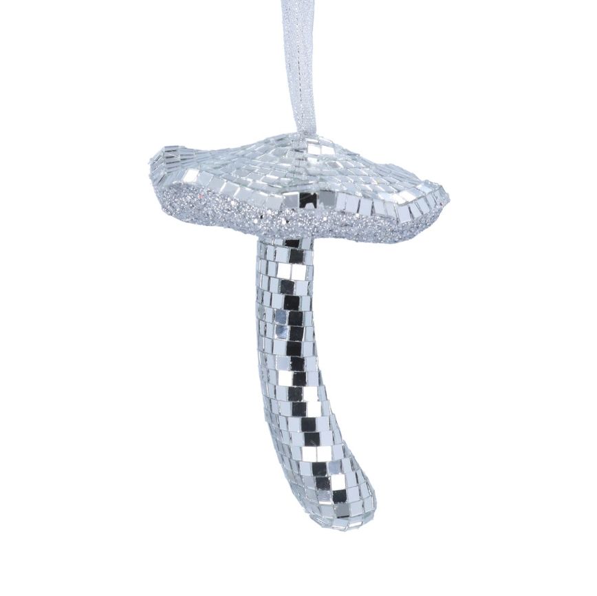 Gisela Graham - Acrylic Dec 14cm - Silver Mirror Toadstool