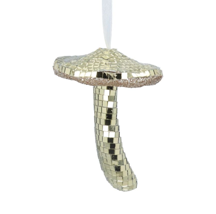 Gisela Graham - Acrylic Dec 14cm - Gold Mirror Toadstool