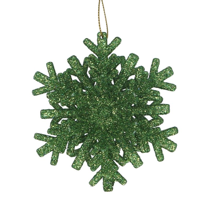 Gisela Graham - Acrylic Dec 10cm - Green Sparkling Layered Snowflake