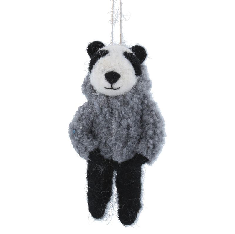 Gisela Graham - Wool Dec 14cm - Badger with Grey Jumper