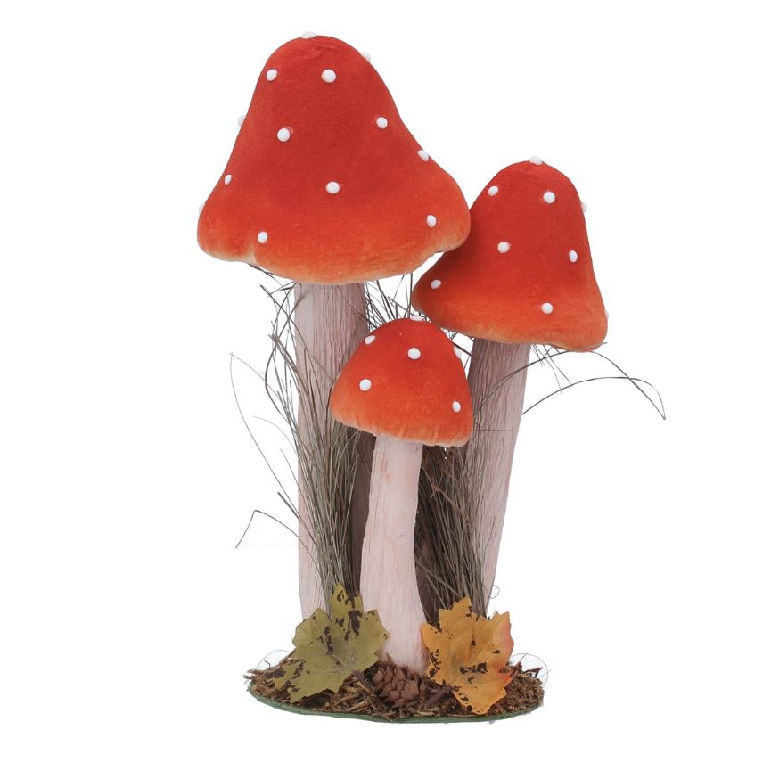 Gisela Graham - Polyfoam Mushroom 28cm - Red Triple Toadstool