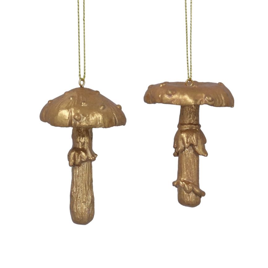 Gisela Graham - Resin Dec 8cm - Old Gold Toadstools (Assorted)