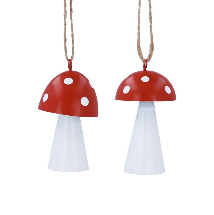 Gisela Graham - Tin Dec 8cm - Red/White Toadstool (Assorted)