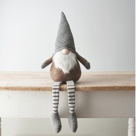 Noel &amp; Co - Beige &amp; Grey Shelf Sitting Gonk - Large