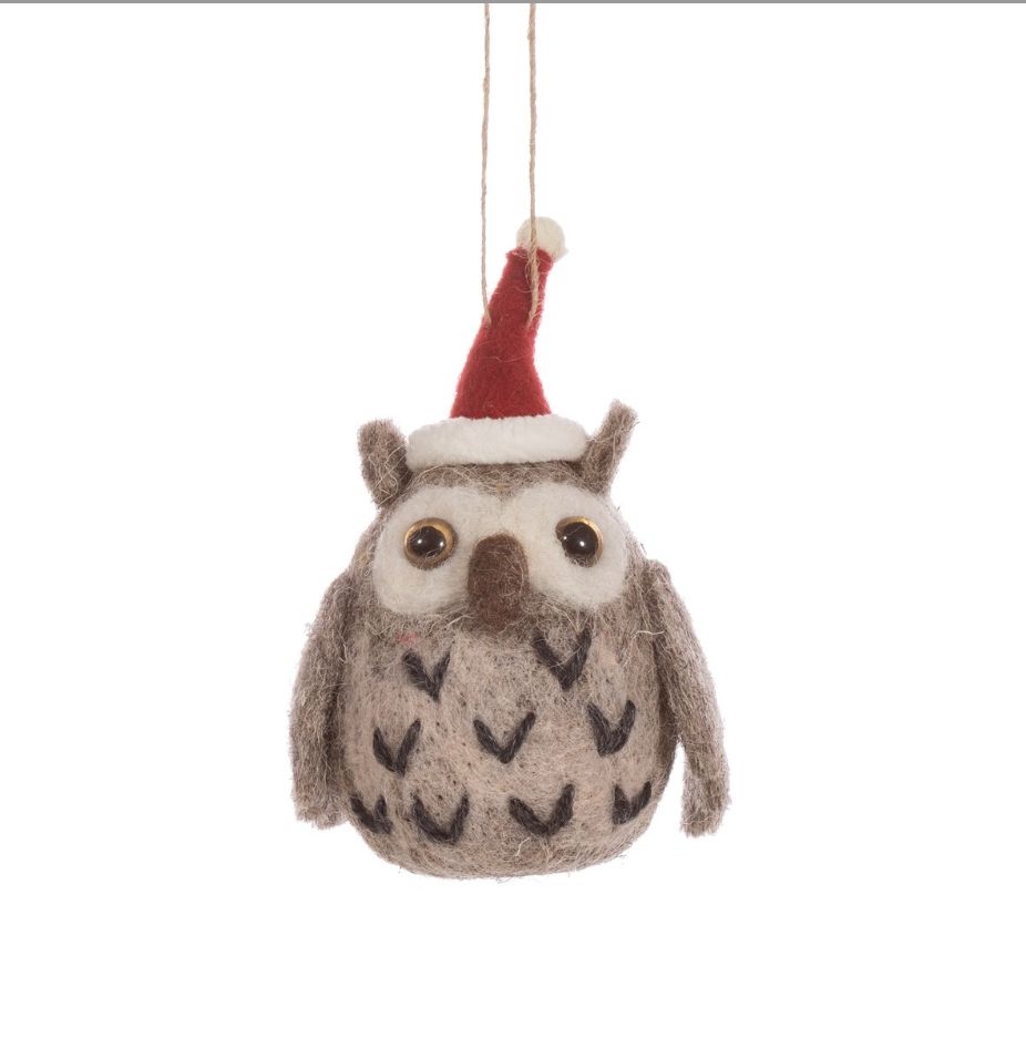 Sass &amp; Belle - Owl in Hat Felt Decoration